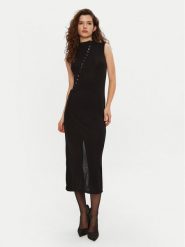 Bruuns Bazaar Sukienka koktajlowa BBW3707 Czarny Regular Fit. Czarne sukienki damskie Bruuns Bazaar, bez wzorów, z syntetyku, wizytowe, bez kołnierzyka, bez ramiączek. Za 439.99 zł.