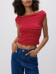 T-shirt w paski - wielobarwny. T-shirty damskie Reserved, l, bez wzorów, z bawełny, bez kołnierzyka. W wyprzedaży za 25.99 zł.