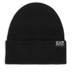 Czapka EA7 Emporio Armani. Czarne czapki i kapelusze męskie EA7 Emporio Armani, na zimę, bez wzorów. Za 199.99 zł.