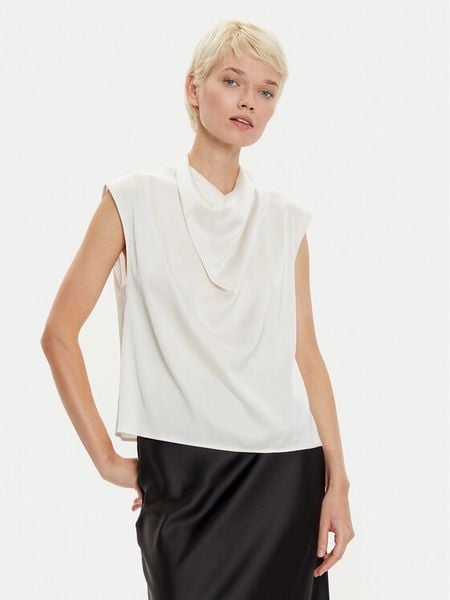 Imperial Bluzka RGJ9IDG Biały Regular Fit. Białe bluzki damskie Imperial, l, bez wzorów, z syntetyku, bez kołnierzyka, bez ramiączek. Za 119.99 zł.