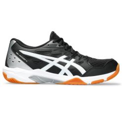 Buty halowe damskie Asics Gel-Rocket 11. Czarne obuwie sportowe damskie Asics, bez wzorów, do siatkówki. W wyprzedaży za 293.20 zł.