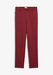 Spodnie chino z mieszanki wiskozy. Czerwone spodnie materiałowe damskie bonprix, bez wzorów, z wiskozy. Za 54.99 zł.