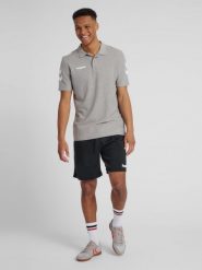 Koszulka tenisowa polo męska Hummel Go Cotton Polo. Szare koszulki polo męskie Hummel, m, bez wzorów, z bawełny, bez kołnierzyka, bez ramiączek, tenisowe. Za 53.20 zł.