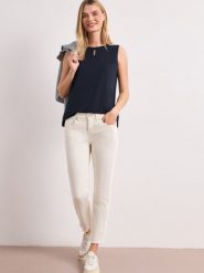 Street One Bluzka Kobiety Bawełna niebieski, 38. Niebieskie bluzki damskie Street One, uniwersalny, bez wzorów, z bawełny, eleganckie, bez kołnierzyka, bez ramiączek. Za 89.95 zł.