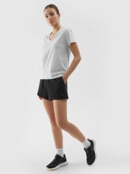 4F Spodenki dresowe damskie - czarne XS. Czarne szorty sportowe damskie 4f, l, bez wzorów, z bawełny, sportowe. W wyprzedaży za 39.99 zł.