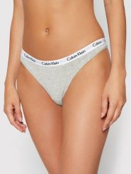 Calvin Klein Underwear Stringi 0000D1617E Szary. Szare stringi damskie Calvin Klein Underwear, xl, bez wzorów, z bawełny. Za 49.99 zł.