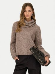 ONLY Golf Gila 15358571 Brązowy Regular Fit. Brązowe swetry damskie Only, m, bez wzorów, z syntetyku, bez kołnierzyka, bez ramiączek, bez kaptura. Za 169.99 zł.