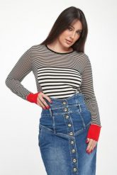 Sweter damski w paski ELISABETTA FRANCHI. Swetry damskie Elisabetta Franchi, bez wzorów, bez kołnierzyka, bez ramiączek, bez kaptura. Za 1,359.00 zł.