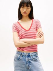 Tommy Jeans Koszulka Kobiety Bawełna czerwony|biały, S. Białe t-shirty damskie Tommy Jeans, s, bez wzorów, z bawełny, eleganckie, bez kołnierzyka. Za 119.95 zł.