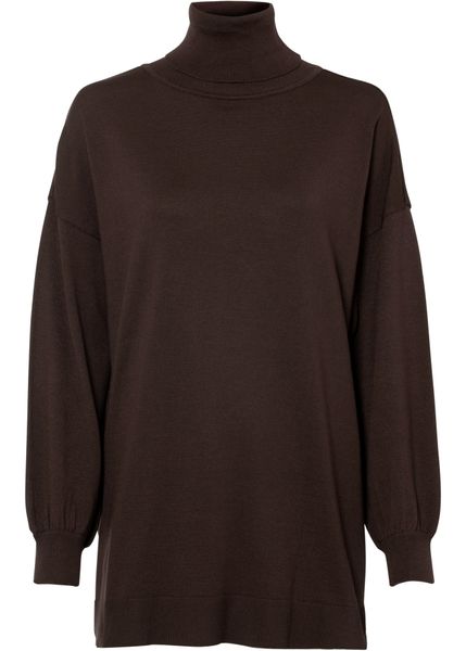 Sweter z golfem z mieszanki wiskozy. Czarne swetry damskie bonprix, bez wzorów, z wiskozy, bez kołnierzyka, bez ramiączek, bez kaptura. Za 129.99 zł.