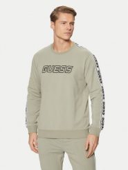 Guess Bluza Z4GQ24 K6ZS1 Zielony Regular Fit. Zielone bluzy męskie Guess, m, z aplikacjami, z bawełny, bez kaptura. Za 199.99 zł.