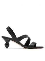 Weekend Max Mara Sandały Zigano 2415521015600 Czarny. Czarne sandały damskie Weekend Max Mara, bez wzorów, ze skóry, bez obcasa, na słupku, bez zapięcia. Za 1,129.00 zł.