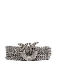PINKO Pasek Damski Strass Buckle Belt H2 105878 A2X8 Srebrny. Szare paski damskie Pinko, bez wzorów, z tworzywa sztucznego. Za 1,149.00 zł.