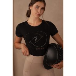 T-shirt damski z motywem koni JD ATTACK Yin Yang. Czarne koszulki sportowe damskie JD ATTACK, bez wzorów, bez kołnierzyka, bez ramiączek, do jazdy konnej. Za 129.00 zł.