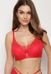 Czerwony Biustonosz Full Cup z Koronką i Metalowymi Klamerkami z Cyrkoniami Cindella. Czerwone biustonosze Born2be, bez wzorów, z koronki. Za 34.99 zł.
