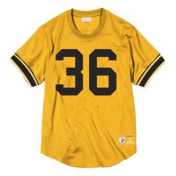 Koszulka NFL Pittsburgh Steelers Jerome Bettis. Żółte koszulki sportowe męskie Mitchell & Ness, bez wzorów, bez kołnierzyka, bez ramiączek, do piłki nożnej. Za 477.50 zł.