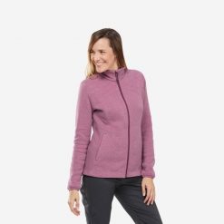 Bluza turystyczna damska Quechua NH150. Fioletowe bluzy damskie QUECHUA, l, bez wzorów, z bawełny, bez kaptura. Za 119.99 zł.
