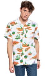 KOSZULA WRANGLER SS RESORT GLOW ORAN W59076H48 112129662. Koszule męskie Wrangler, m, bez wzorów, retro, bez kołnierzyka, bez ramiączek. Za 79.99 zł.