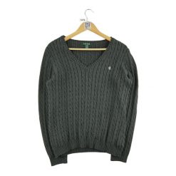 Second life - Damski czarny sweter z przędzy skręconej - Jak nowy. Czarne swetry damskie Ralph Lauren, bez wzorów, bez kołnierzyka, bez ramiączek, bez kaptura. Za 212.96 zł.