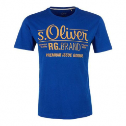 S.Oliver T-Shirt Męski L Niebieski. Niebieskie t-shirty męskie S.Oliver, z nadrukiem. Za 39.90 zł.