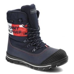 Granatowe Śniegowce Tommy Hilfiger Ocieplane Buty Damskie. Niebieskie kozaki damskie Tommy Hilfiger, z materiału. Za 429.00 zł.