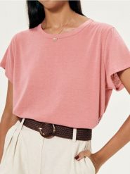 Koszulka basic - fioletowy. Fioletowe t-shirty damskie Sinsay, l, bez wzorów, bez kołnierzyka. W wyprzedaży za 11.99 zł.