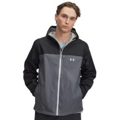 Bluza z kapturem i zamkiem błyskawicznym Under Armour Stormproof Cloudstrike. Czarne kurtki męskie Under Armour, m, bez wzorów, z softshellu, z kapturem. Za 510.50 zł.