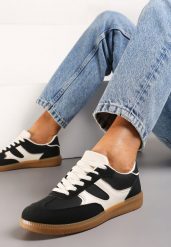 Czarne Sneakersy Tenisówki Ozdobione Wstawkami Ysalesa. Czarne obuwie sportowe damskie Renee, bez wzorów, sportowe, bez zapięcia. Za 74.99 zł.