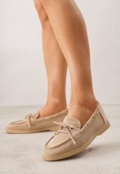 Ciemnobeżowe Mokasyny ze Sznurkiem i Kokardą Samiphia. Brązowe mokasyny damskie Renee, z jeansu, eleganckie. Za 89.99 zł.