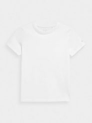 4F T-shirt gładki chłopięcy - biały 146 (10-11 lat). Białe t-shirty dla chłopców 4f, bez wzorów, z bawełny, bez ramiączek. W wyprzedaży za 9.99 zł.