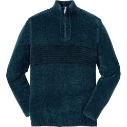 Sweter z szenili Regular Fit bonprix niebieskozielony. Swetry przez głowę męskie marki bonprix. Za 59.99 zł.