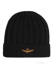 Aeronautica Militare Czapka 262CU0098UL00485 Czarny. Czarne rękawiczki męskie Aeronautica Militare, na zimę, bez wzorów, z bawełny. Za 179.99 zł.
