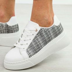 Szare sportowe buty damskie McBraun 23335. Szare obuwie sportowe damskie McBraun, bez wzorów, z jeansu. Za 99.00 zł.