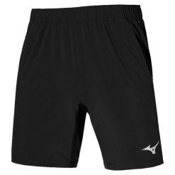 Spodenki do biegania męskie Mizuno 8 In Flex. Czarne krótkie spodenki sportowe męskie Mizuno, l, bez wzorów, z elastanu, do biegania. Za 119.99 zł.