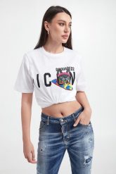 T-shirt damski DSQUARED2. T-shirty damskie Dsquared2, s, bez wzorów, bez kołnierzyka. W wyprzedaży za 1,305.85 zł.