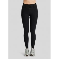Damskie spodnie jeździeckie o pełnej przyczepności Montar Addie. Czarne spodnie sportowe damskie MONTAR, s, bez wzorów, z elastanu, na fitness i siłownię. Za 603.50 zł.