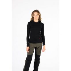 Sonatra - Koszulka z kapturem 100% wełna merino (195 g/m²). Czarne koszulki sportowe damskie WOOLONA, m, bez wzorów, z wełny, bez kołnierzyka, bez ramiączek, trekkingowe. W wyprzedaży za 324.00 zł.