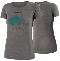 SS1272W Koszulka damska z krótkim rękawem OUTDOOR WOOL PRO szary M - GÓRY 9. Szare t-shirty damskie Brubeck, m, bez wzorów, bez kołnierzyka. Za 309.82 zł.
