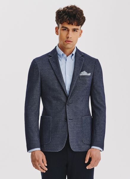 PAKO LORENTE - Casualowa marynarka męska w kolorze granatowym. Marynarki męskie Pako Lorente, bez wzorów, z bawełny, casualowe. Za 549.99 zł.