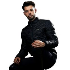 Kurtka puchowa Flags&Cup Reso. Niebieskie kurtki męskie FLAGS&CUP, z aplikacjami, z poliesteru, do jazdy konnej. Za 404.00 zł.