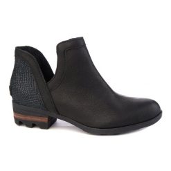 Botki Sorel ze skóry naturalnej ZLN 0399. Czarne botki damskie Sorel, z gumy, casualowe, bez obcasa, na obcasie, bez zapięcia. Za 345.99 zł.