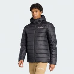 Kurtka z kapturem z ociepleniem Terrex Multi Essentials CLIMAWARM. Czarne kurtki sportowe męskie Adidas, l, bez wzorów, z puchu, trekkingowe, climawarm (adidas). Za 439.00 zł.