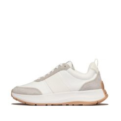 Damskie zamszowe buty sportowe FitFlop F-Mode Flow. Białe obuwie sportowe damskie FIT FLOP, bez wzorów, z materiału. Za 564.00 zł.