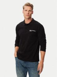 Karl Lagerfeld Jeans Polo B3M17036 Czarny Relaxed Fit. Czarne koszulki polo męskie Karl Lagerfeld Jeans, m, bez wzorów, z bawełny, bez ramiączek. Za 339.99 zł.