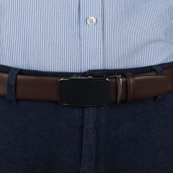 Pasek męski skórzany 3,5 cm klamra automatyczna Beltimore brązowy 02-585 : Kolory - brązowy, beżowy, Rozmiar pasków - r.110-125 cm. Brązowe paski damskie bez wzorów, ze skóry, wizytowe. Za 64.99 zł.