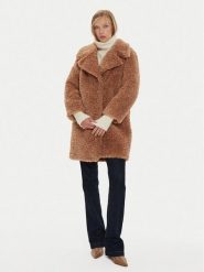 Marella Futro Afro 2423456022 Beżowy Regular Fit. Brązowe płaszcze damskie Marella, bez wzorów, z futra, bez kaptura. Za 1,799.00 zł.
