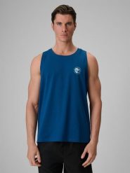 4F Koszulka bez rękawów regular z nadrukiem męska - turkusowa XL. Niebieskie t-shirty męskie 4f, m, bez wzorów, z bawełny, bez kołnierzyka. Za 59.99 zł.
