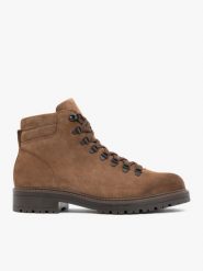 Brązowe trzewiki w trekkingowym stylu. Brązowe buty sportowe męskie Ryłko, z jeansu, bez zapięcia. Za 579.99 zł.