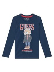 Guess Bluzka N5BI04I3Z14 Granatowy Regular Fit. Niebieskie t-shirty dla chłopców Guess, z aplikacjami, z bawełny, bez ramiączek. Za 89.99 zł.