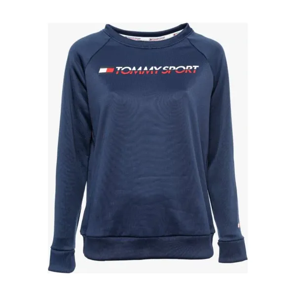 Tommy Sport Bluza Logo Crew Neck , granatowy, rozmiar M. Niebieskie bluzy damskie Tommy Hilfiger, m, bez wzorów, z elastanu, bez kaptura, climacool (adidas). W wyprzedaży za 179.99 zł.